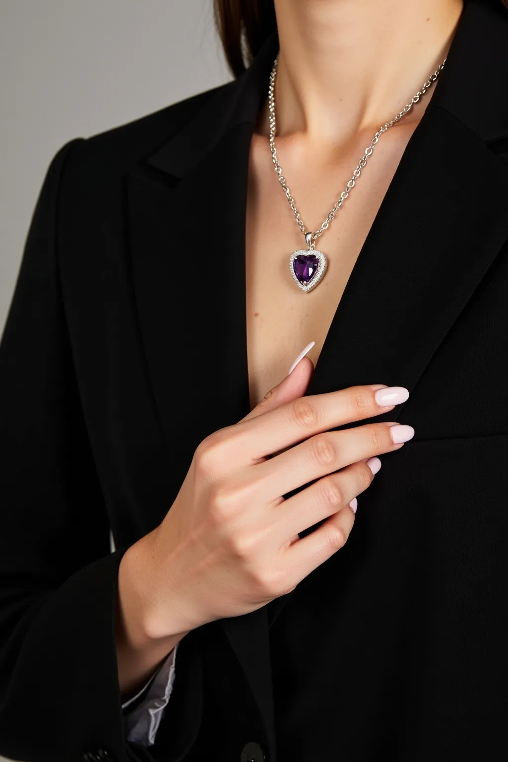 Heart Pendant with Purple Diamond