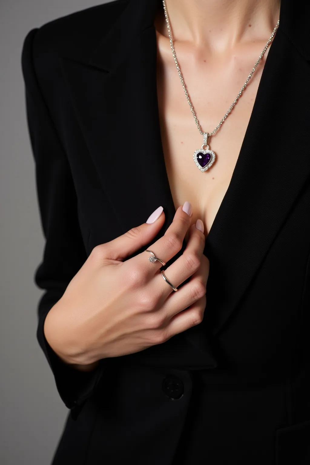 Heart Pendant with Purple Diamond