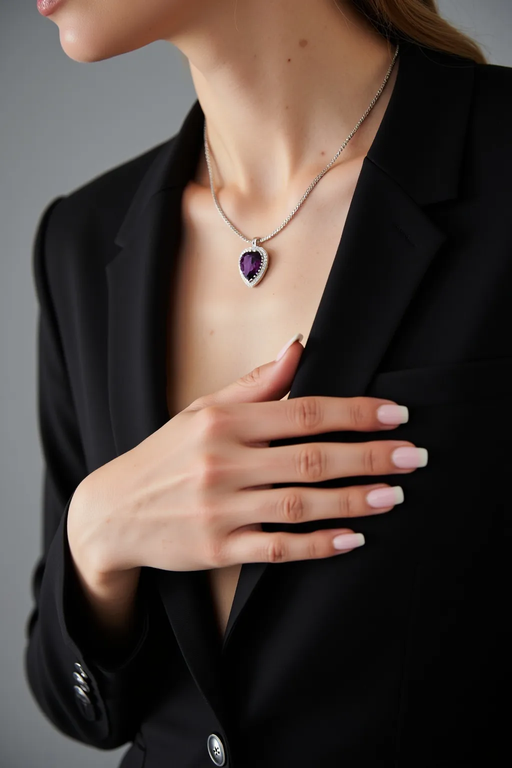 Heart Pendant with Purple Diamond