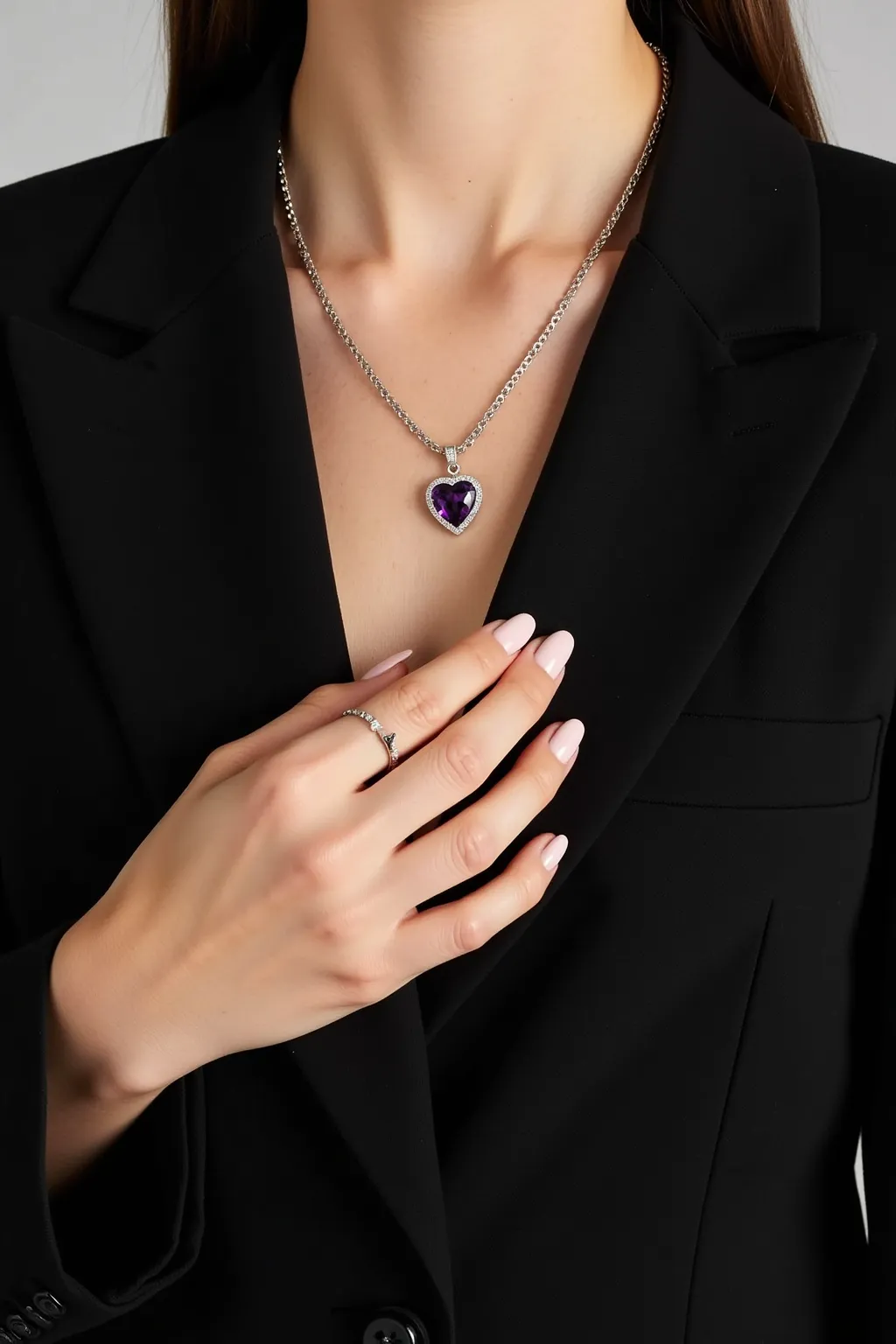Heart Pendant with Purple Diamond