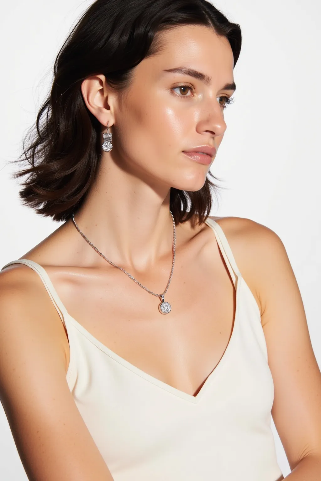 Silver Pendant with Diamond