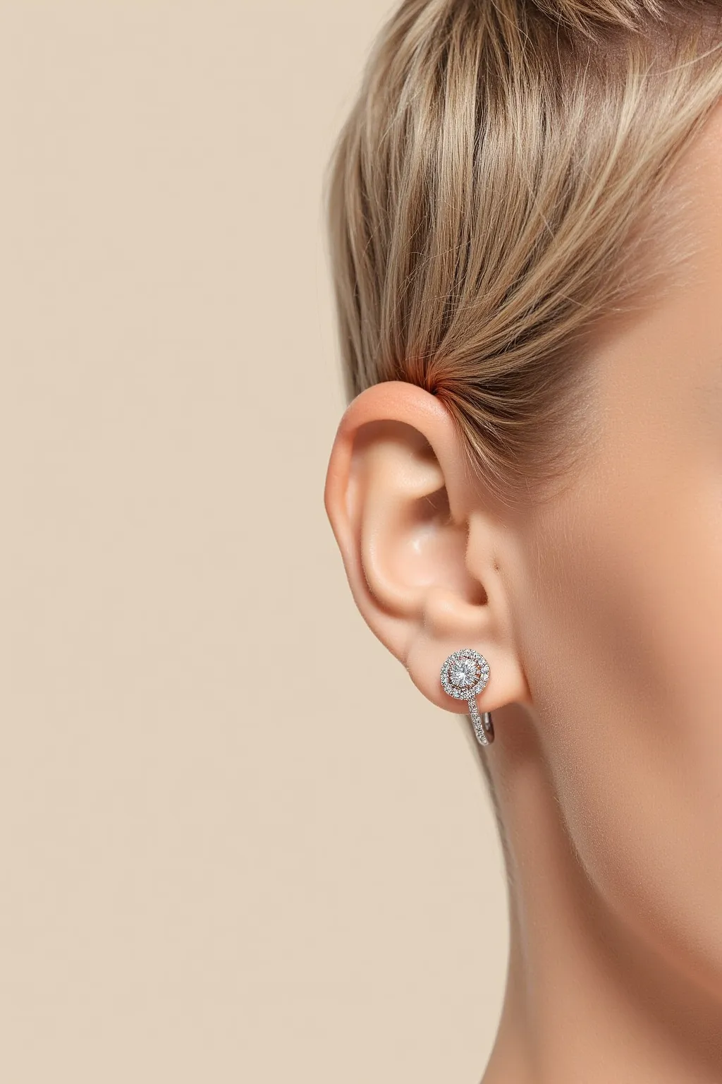 Around Diamond Silver Earrings
