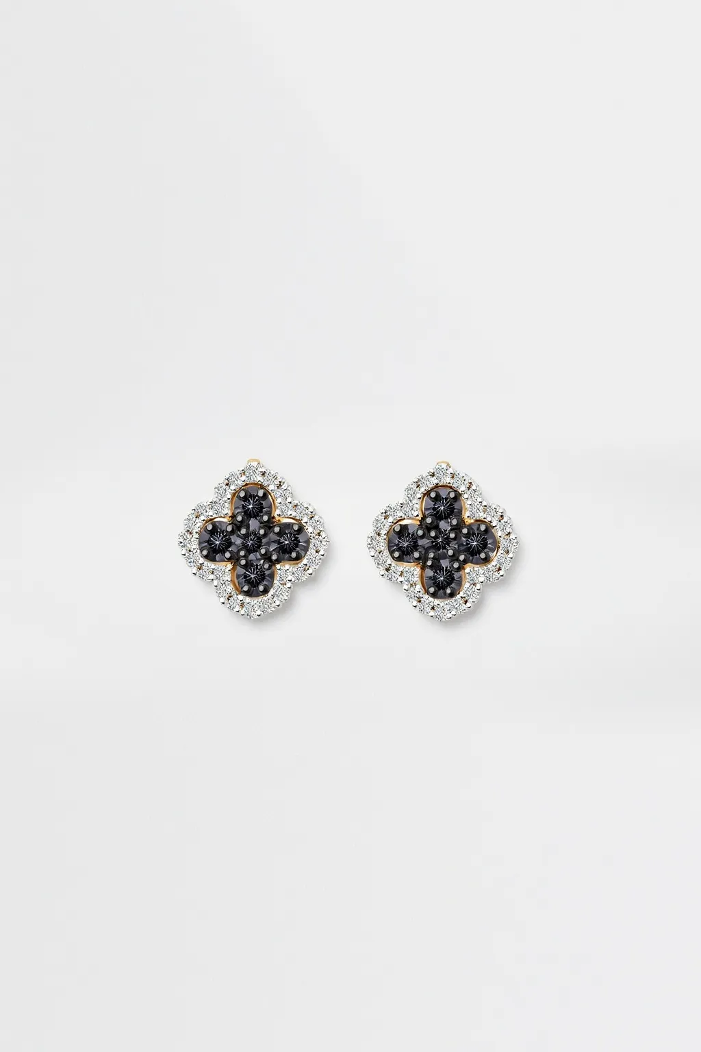 Gold Black Cross Earrings