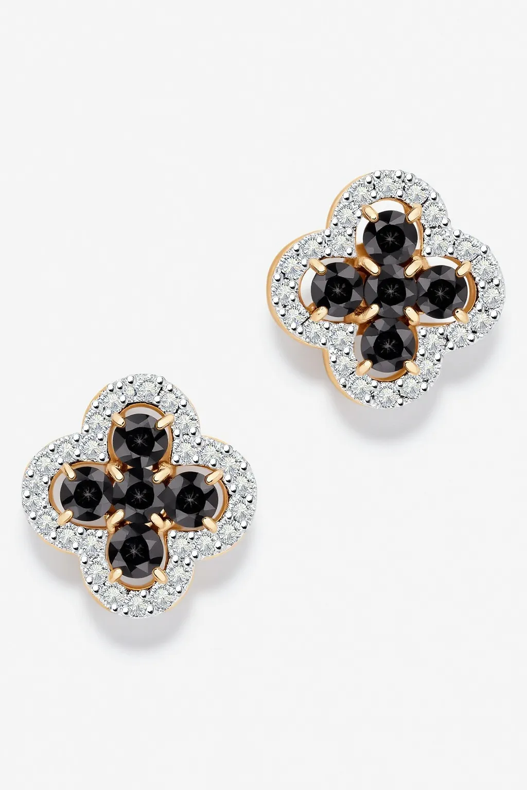 Gold Black Cross Earrings