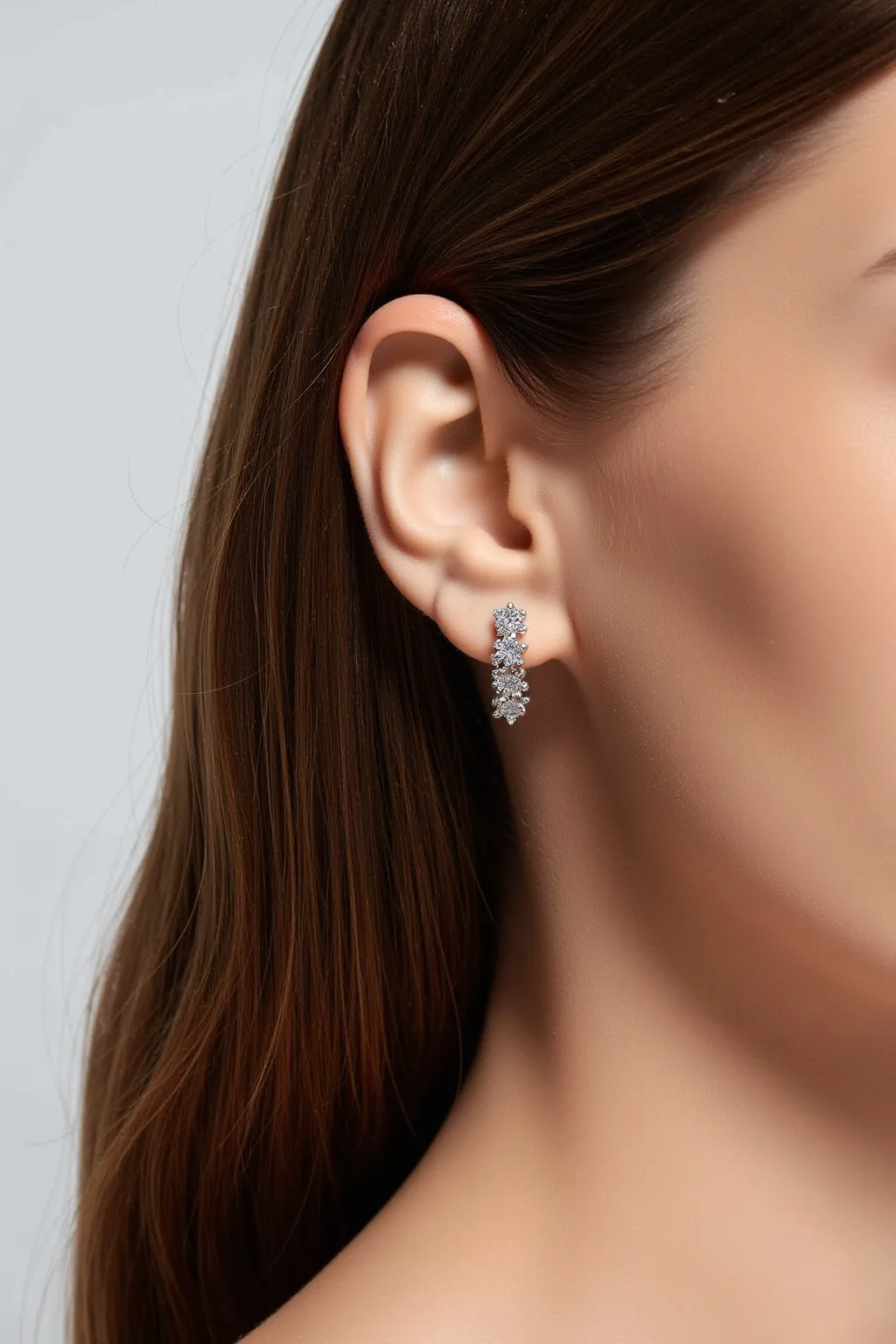 Silver Diamond Earrings
