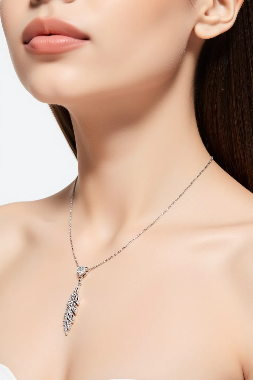 White Gold Leaf Pendant