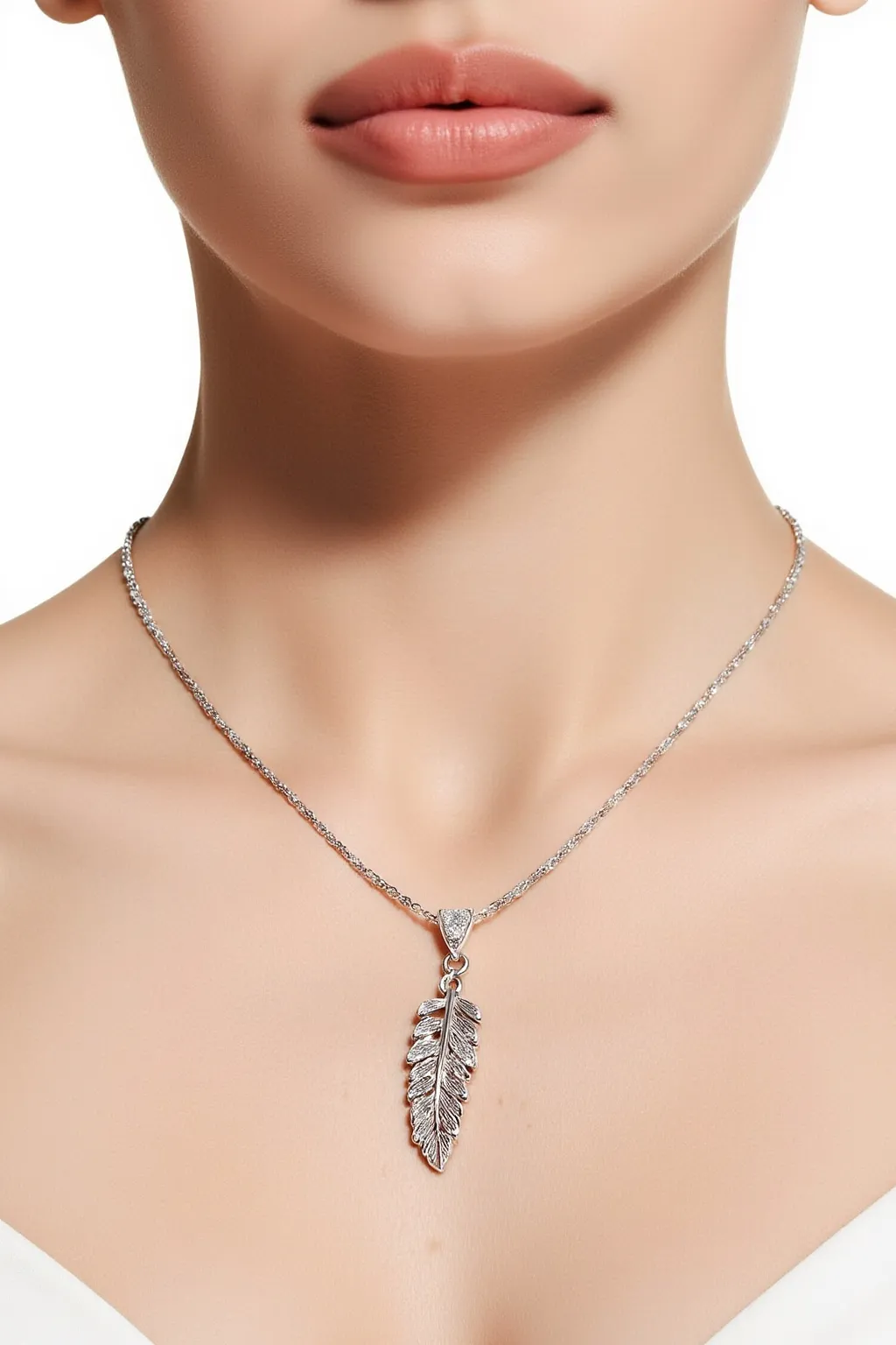 White Gold Leaf Pendant