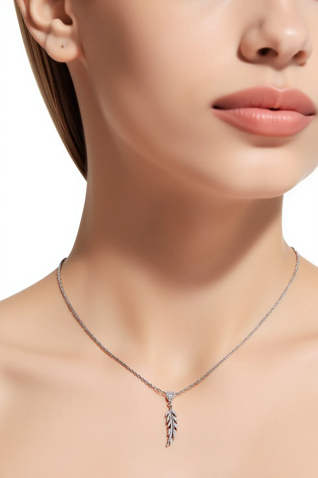 White Gold Leaf Pendant